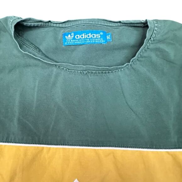 VINTAGE ADIDAS Men’s Green & Mustard Yellow Long Sleeve Trefoil Logo Tee Size XL - Picture 3 of 4